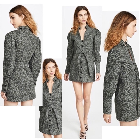 404 NWT Marissa Webb Animal Print Long Sleeve Button Up Dress Size 2 - Picture 3 of 8